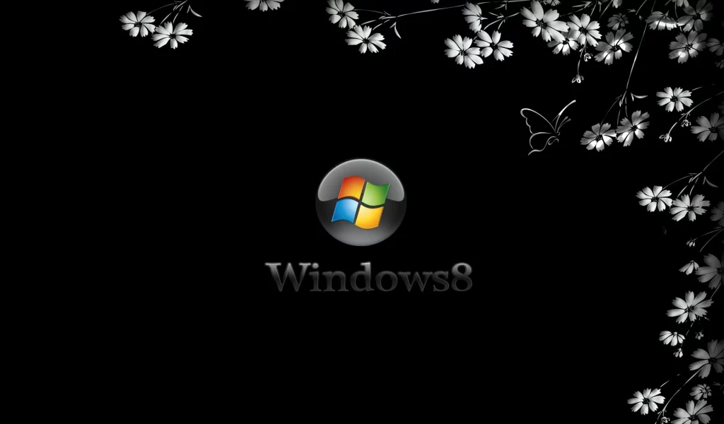 windows 8, фон, цветы, Чёрный