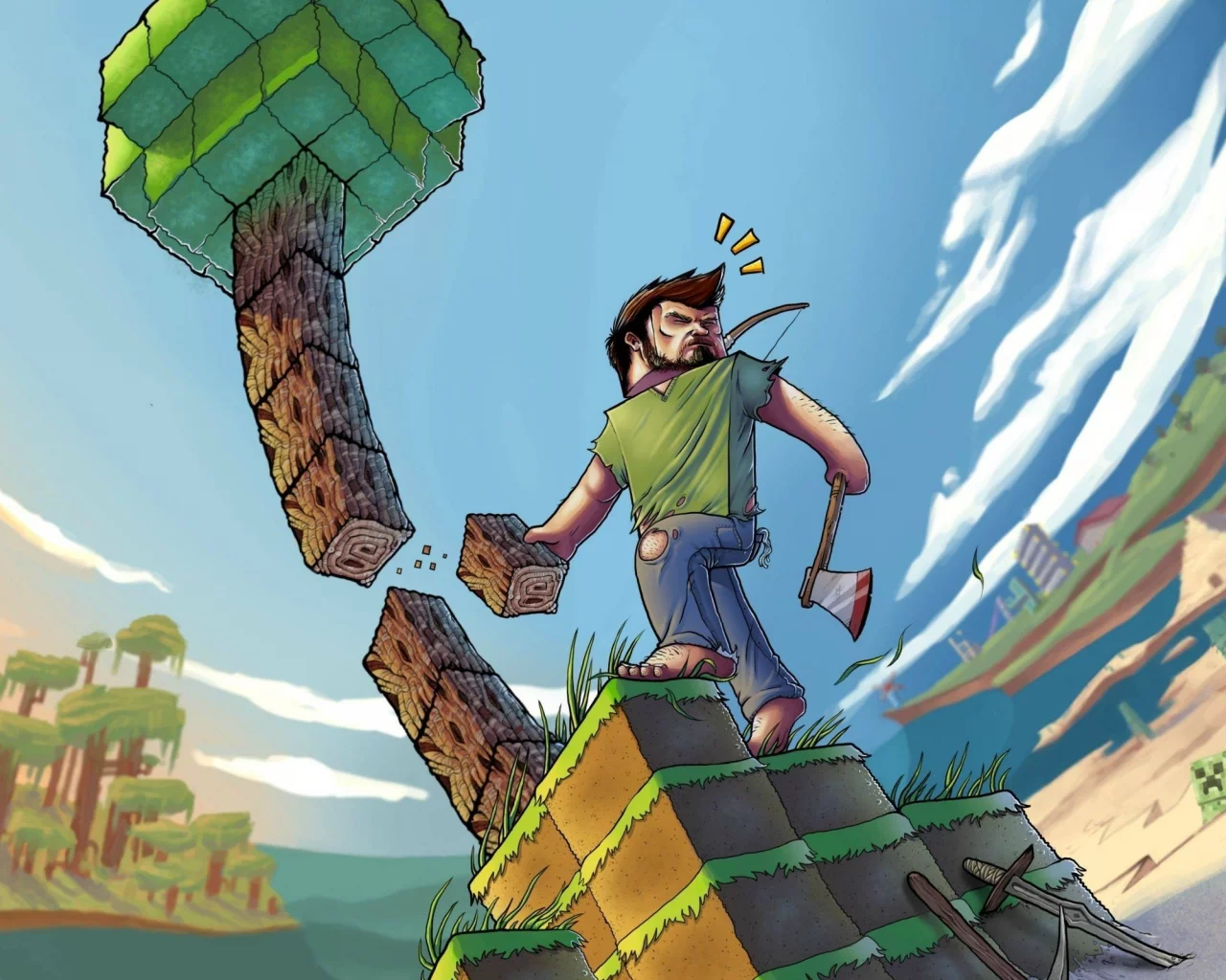 video games, Minecraft, видео-игры, artwork, произведения искусства