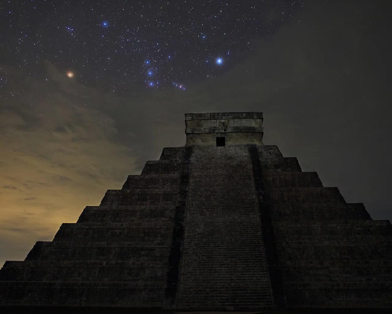 el castillo, звезды, Пирамида, орион, chich__n itz__