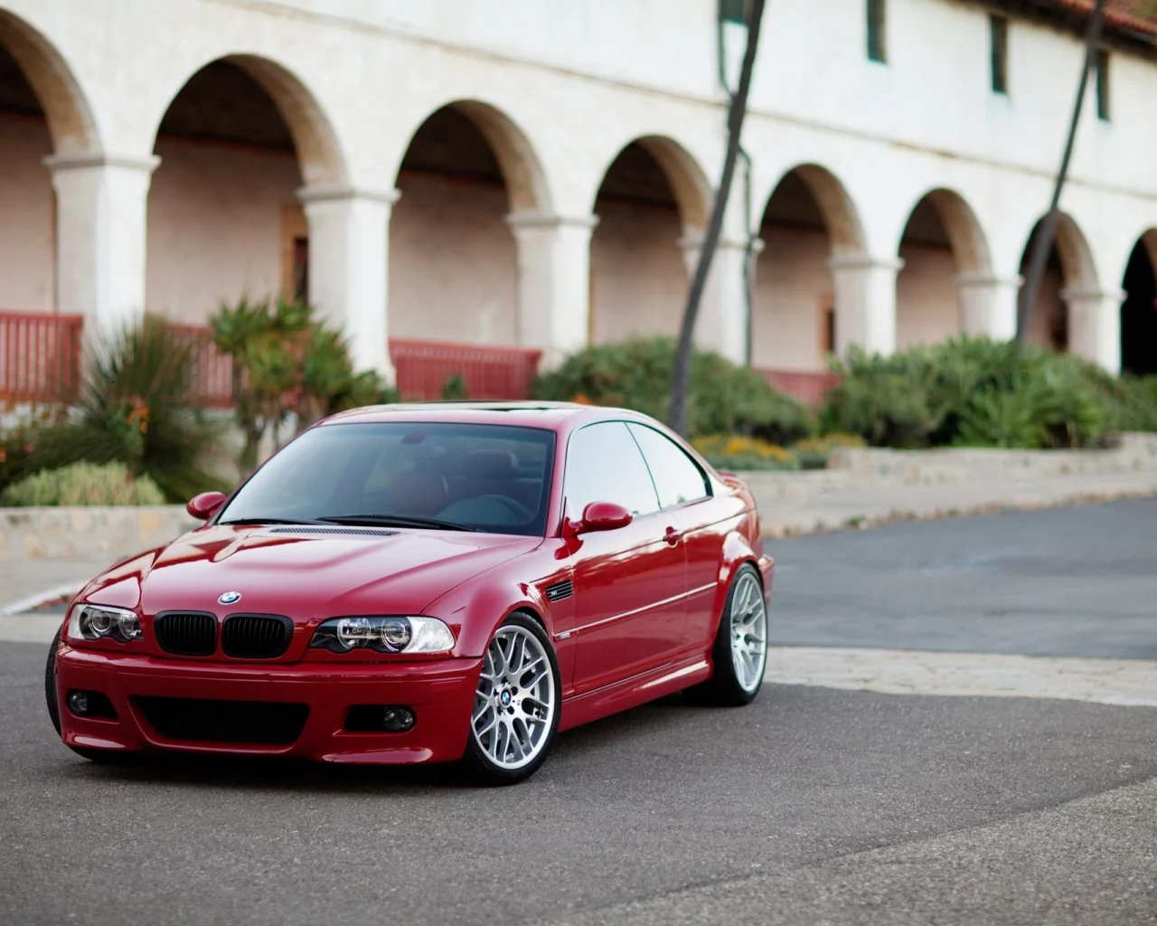 здание, бмв, red, арки, колоны, красный, e46, купе, m3, Bmw