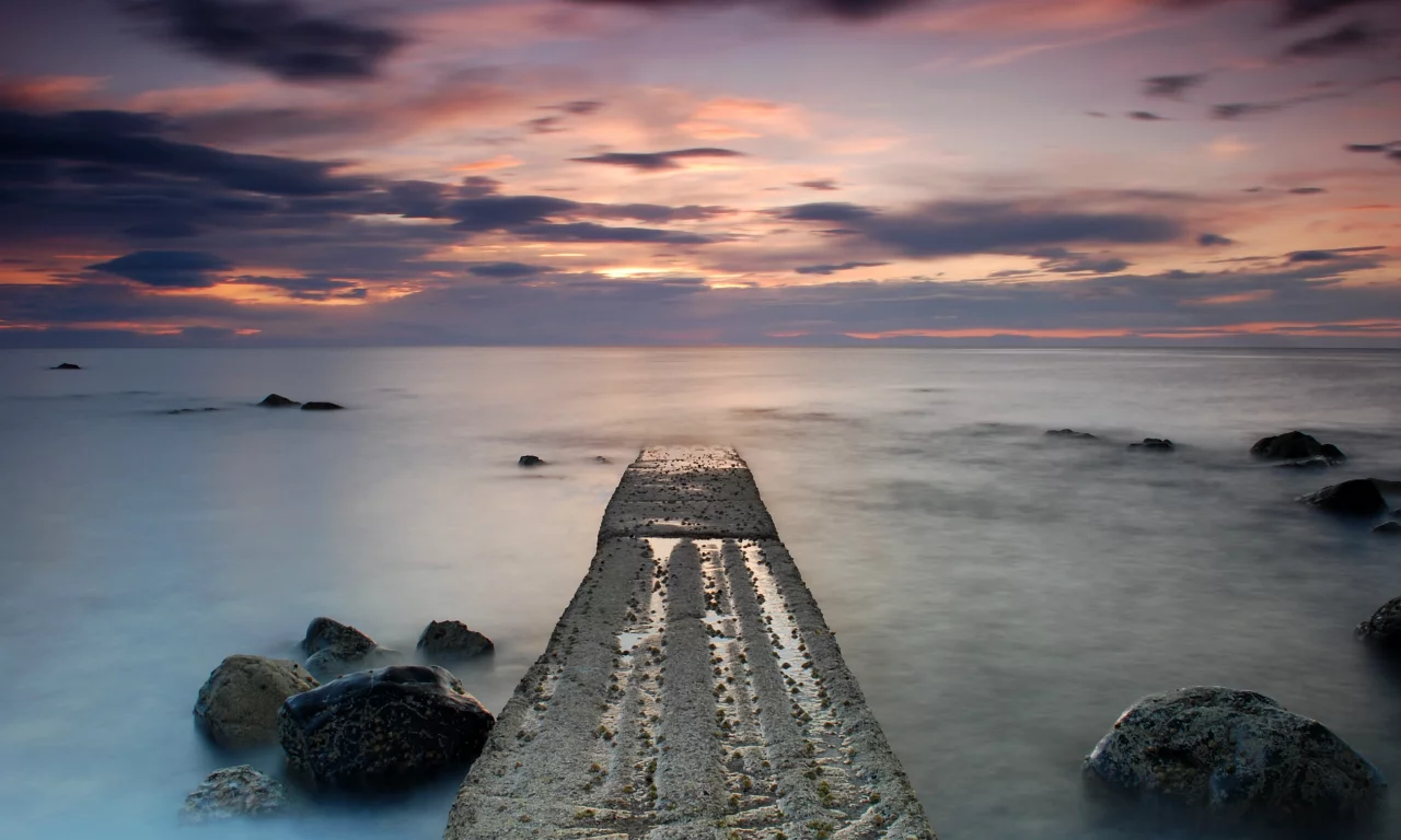 море, берег, шотландия, камни, Великобритания, штиль