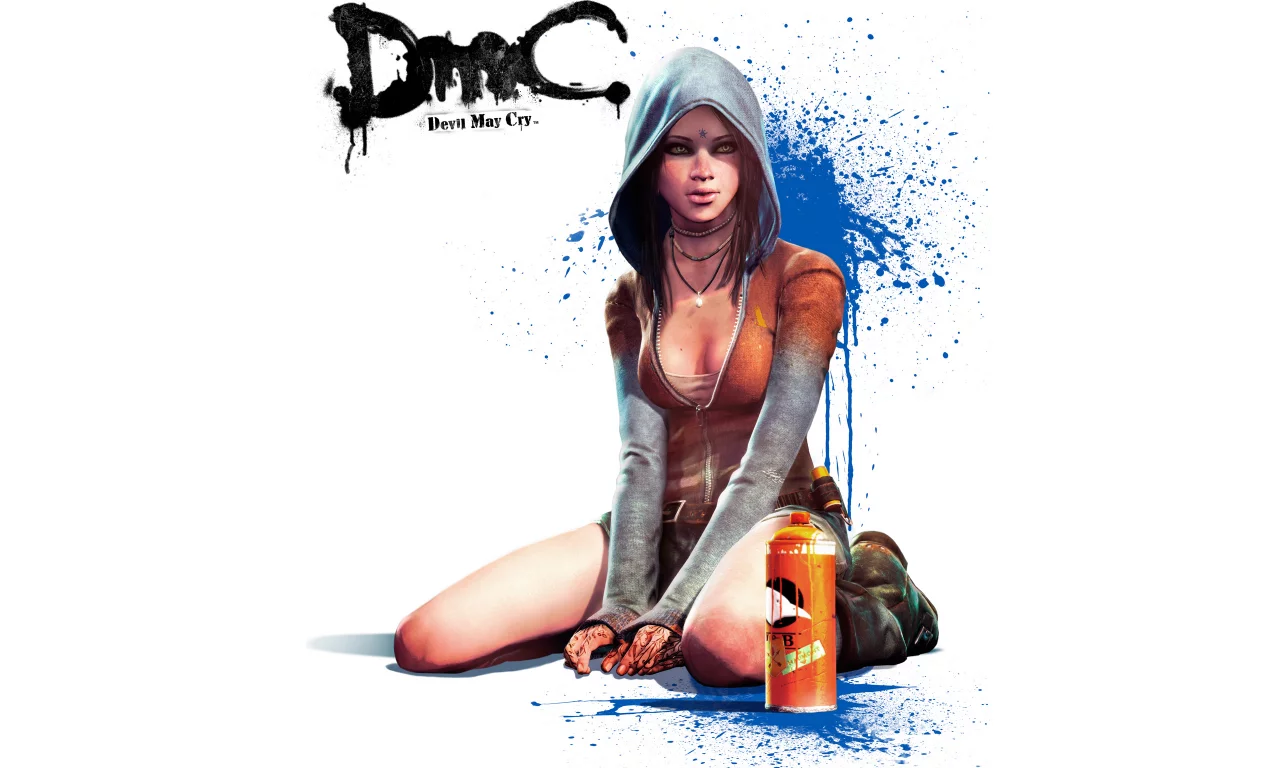Dmc, devil may cry 5, баллончик, девушка, краска, kat, капюшон, кэт