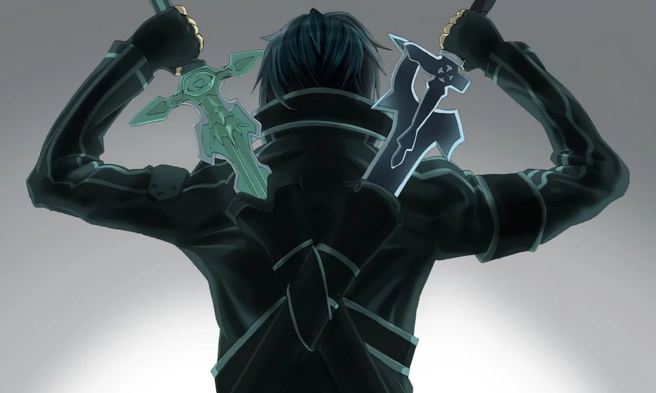 два меча, kirito , спина, кирито, Sword art online 