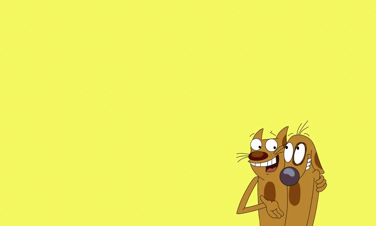обнимка, минимализм, кот и пес, catdog, Котопес, желтый фон