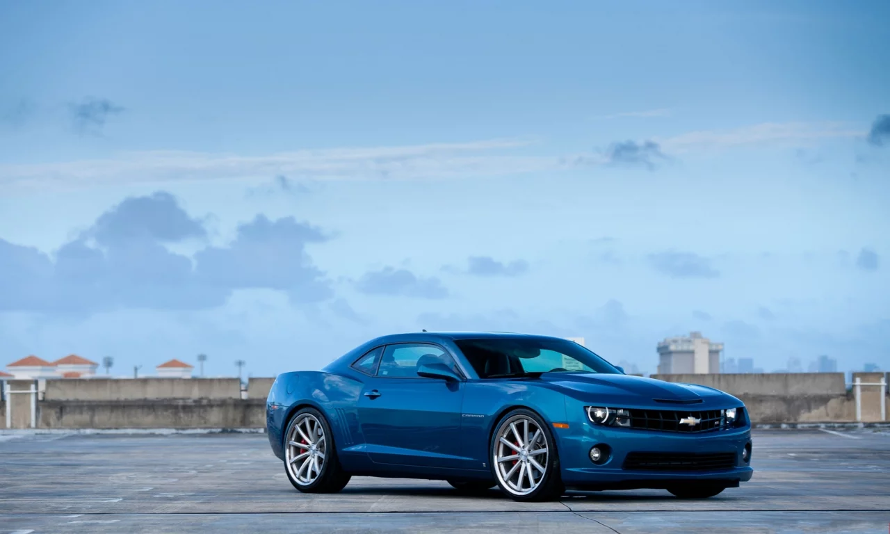 parking, камаро сс, шевроле, camaro ss, blue, Chevrolet, вид спереди