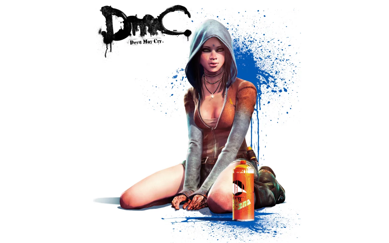 Dmc, devil may cry 5, баллончик, девушка, краска, kat, капюшон, кэт
