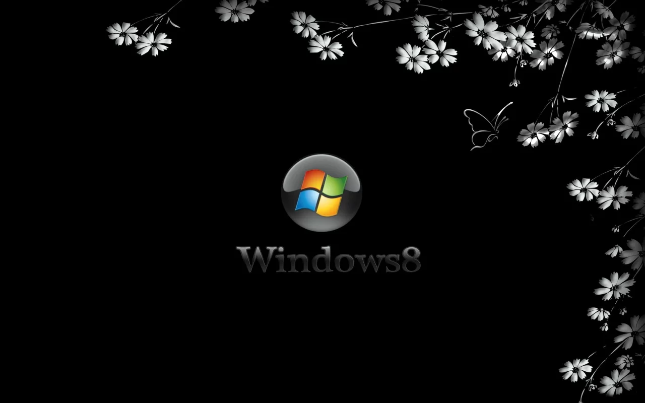 windows 8, фон, цветы, Чёрный