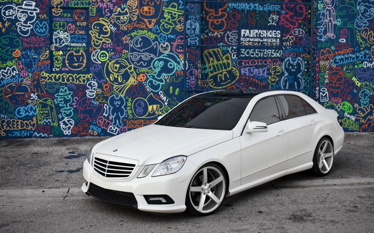 тонировка, e class, тюнинг, передок, белый, Mercedes, граффити