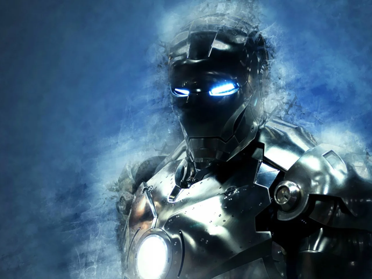 произведения искусства, artwork, Iron Man, blue, синий, Железный Человек