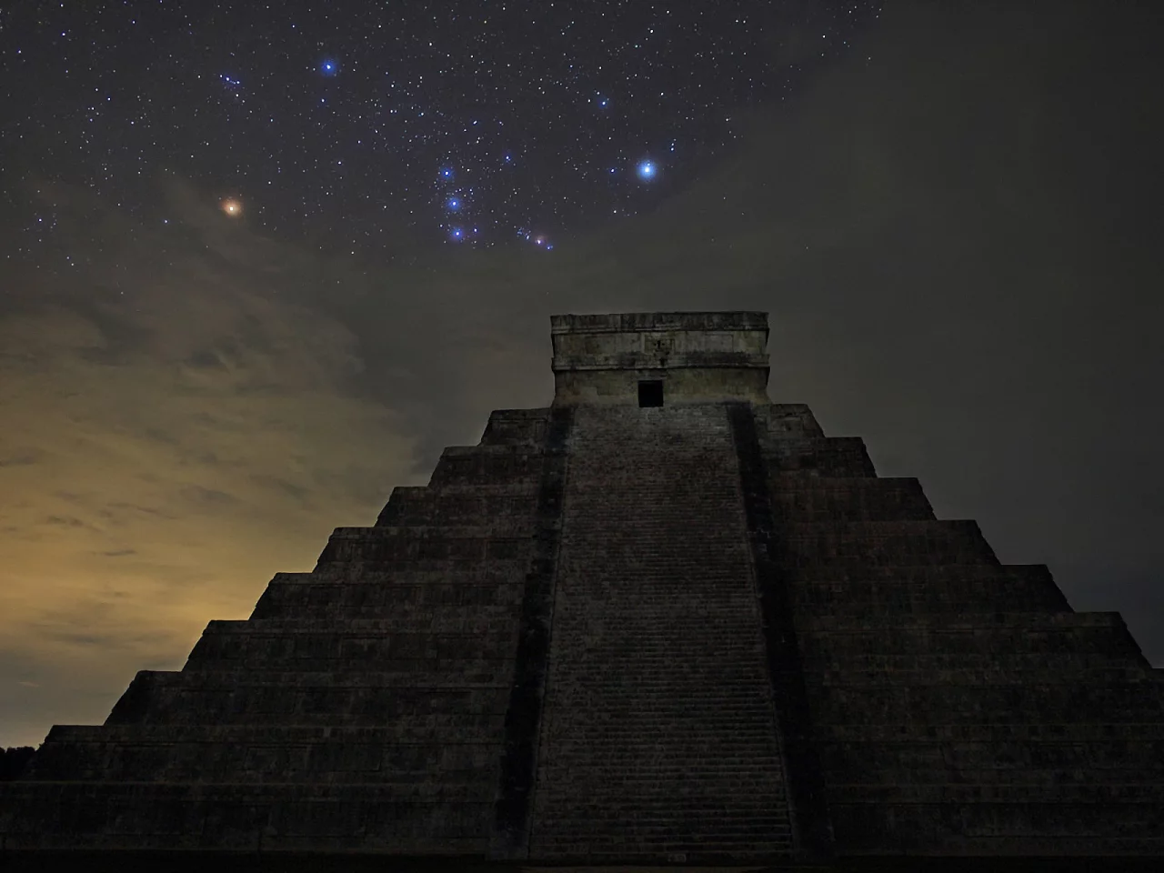 el castillo, звезды, Пирамида, орион, chich__n itz__