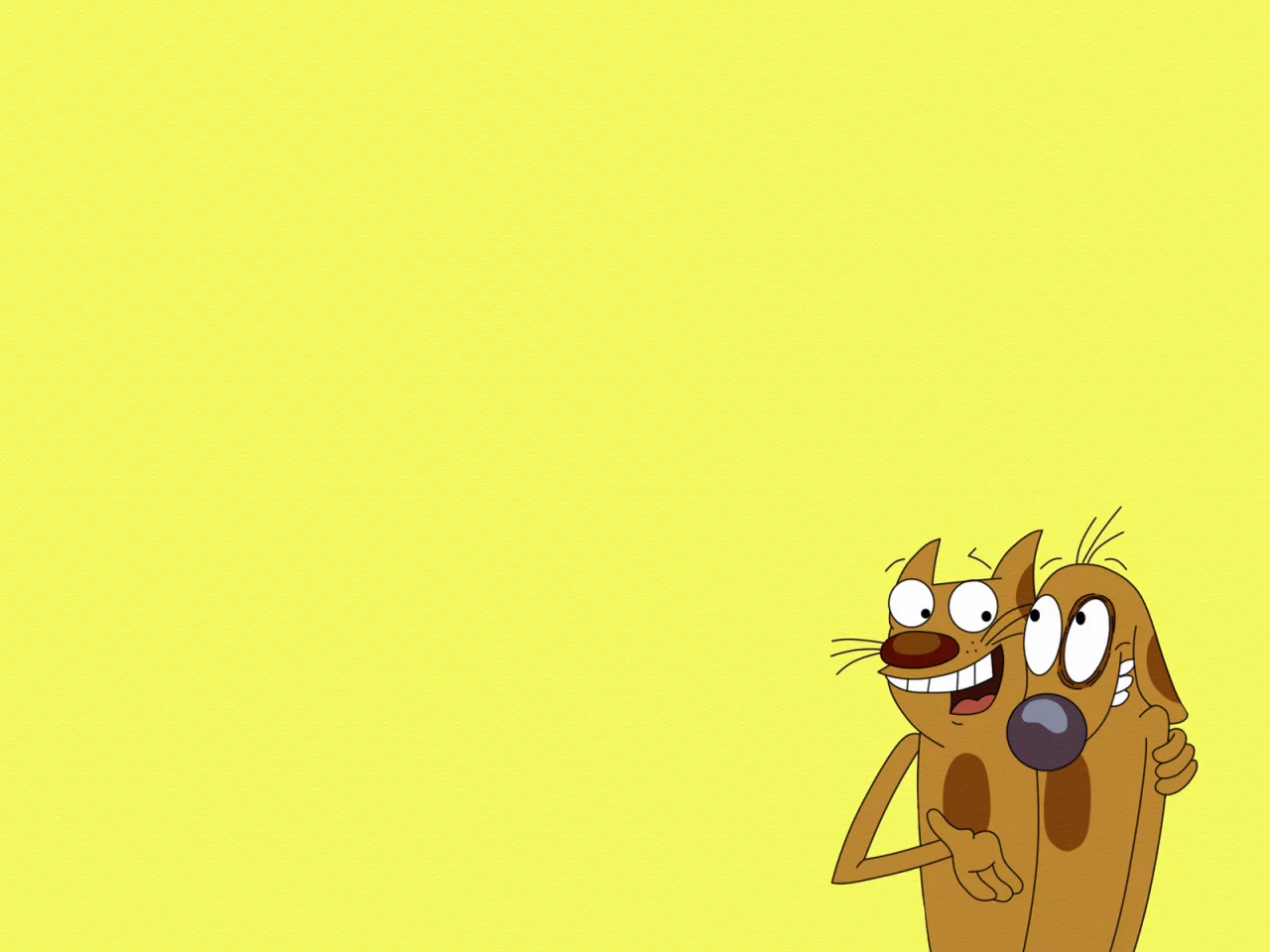 обнимка, минимализм, кот и пес, catdog, Котопес, желтый фон
