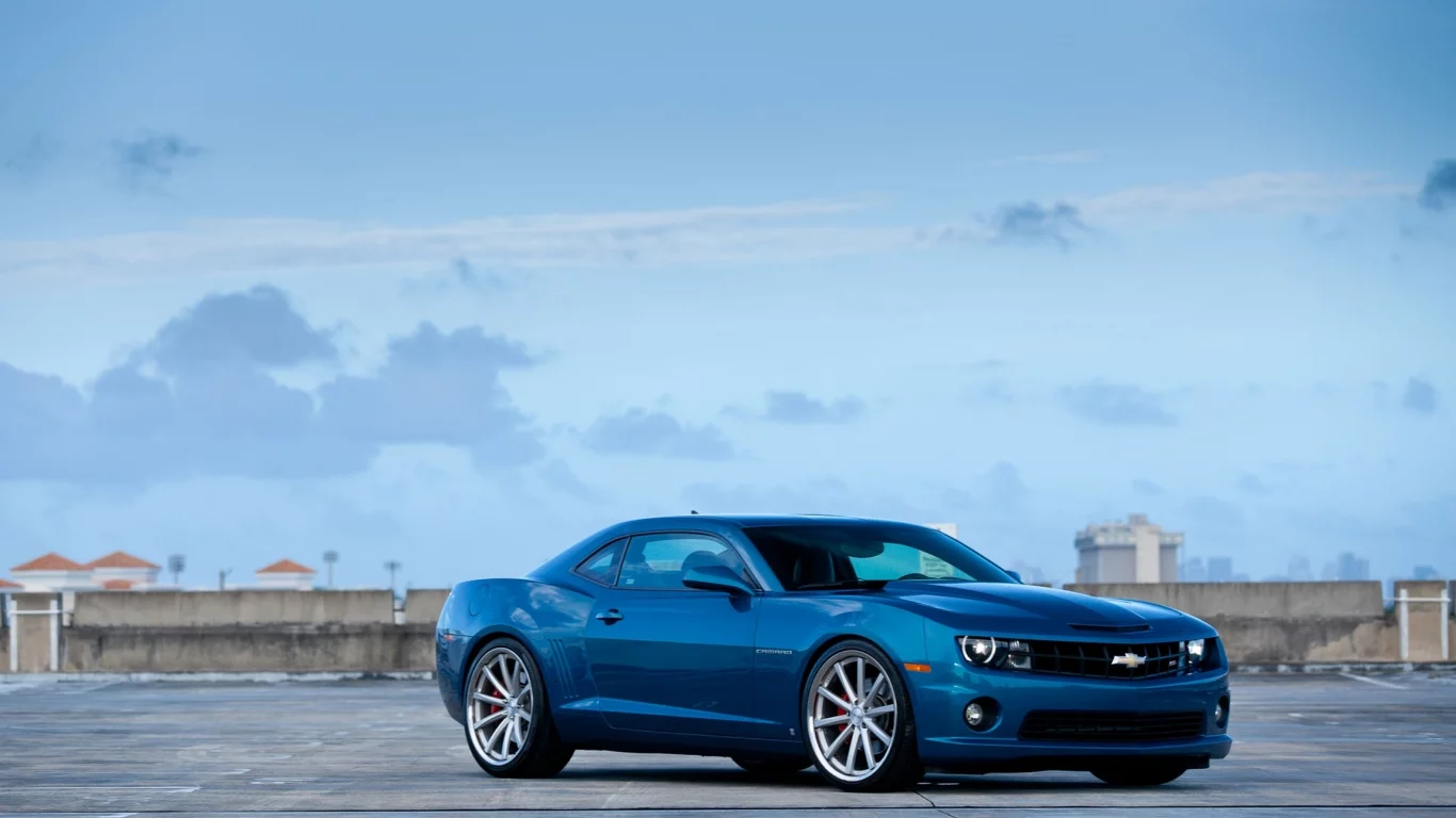 parking, камаро сс, шевроле, camaro ss, blue, Chevrolet, вид спереди