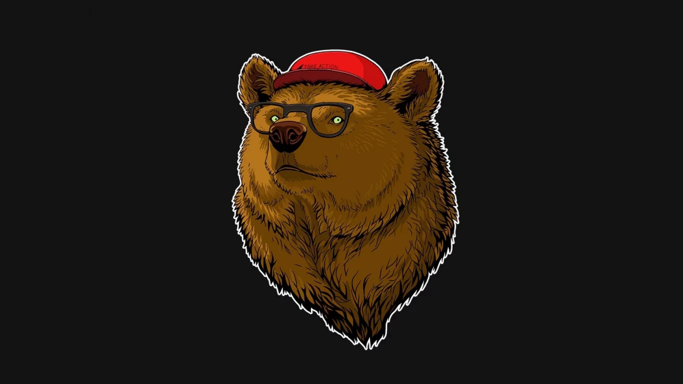 кепка, очки, принт, print, хипстер, Медведь, рисунок