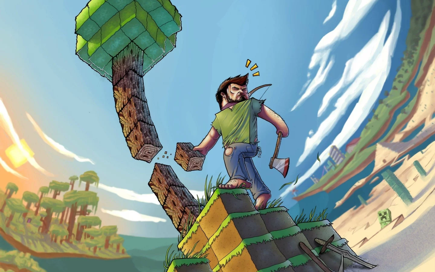 video games, Minecraft, видео-игры, artwork, произведения искусства