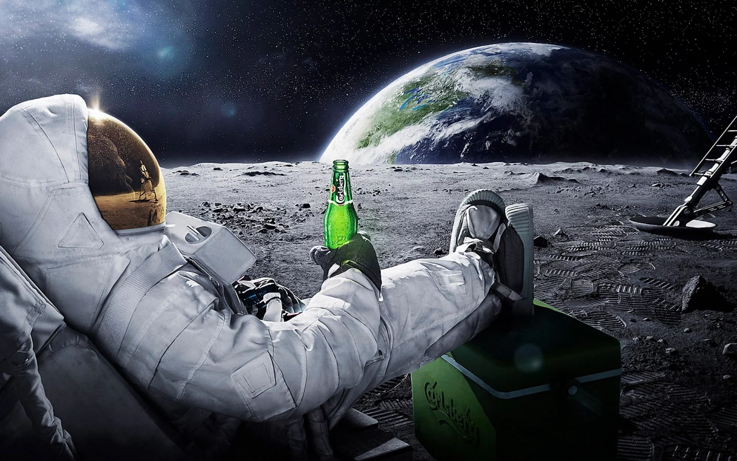 Earth, Moon Landing, пива, расслабляющий, Земля, outer space, relaxing, beers, Carlsberg, astronauts, космос, посадка на Луну, космонавты