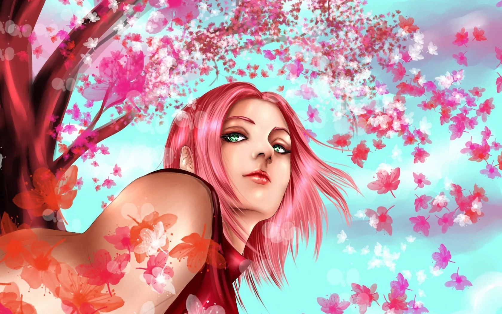 девушка, haruno sakura, naruto, hisokakakashi, розовые волосы, Арт
