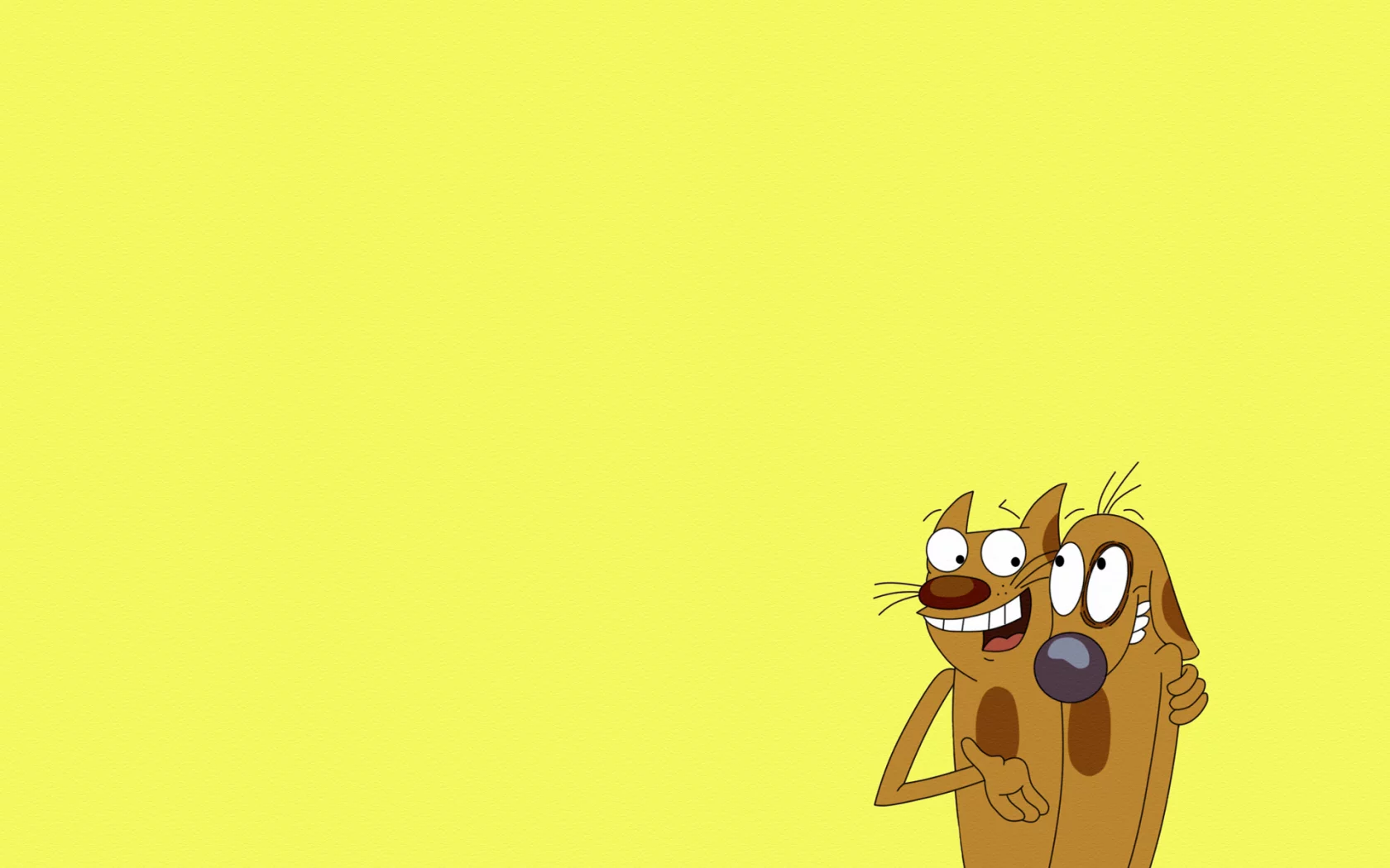 обнимка, минимализм, кот и пес, catdog, Котопес, желтый фон