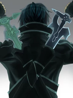 два меча, kirito , спина, кирито, Sword art online 