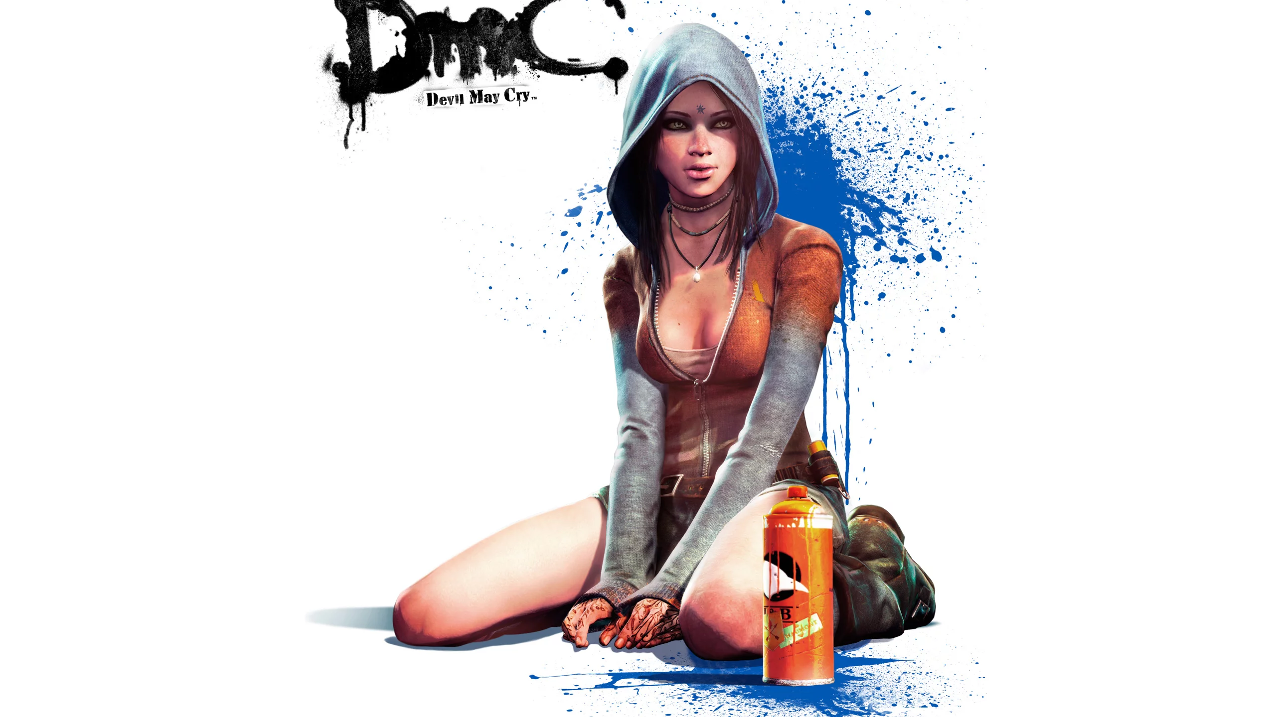 Dmc, devil may cry 5, баллончик, девушка, краска, kat, капюшон, кэт