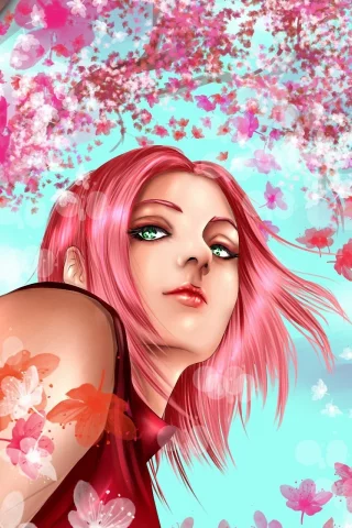 девушка, haruno sakura, naruto, hisokakakashi, розовые волосы, Арт
