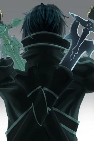 два меча, kirito , спина, кирито, Sword art online 