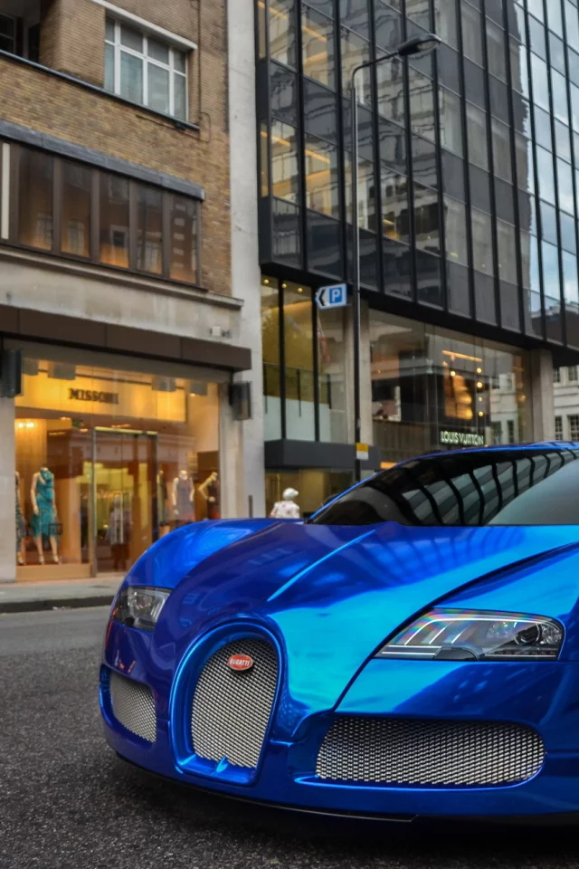 Chrome, bugatti, синий, blue, бугатти, veyron, гиперкар, вейрон, хром