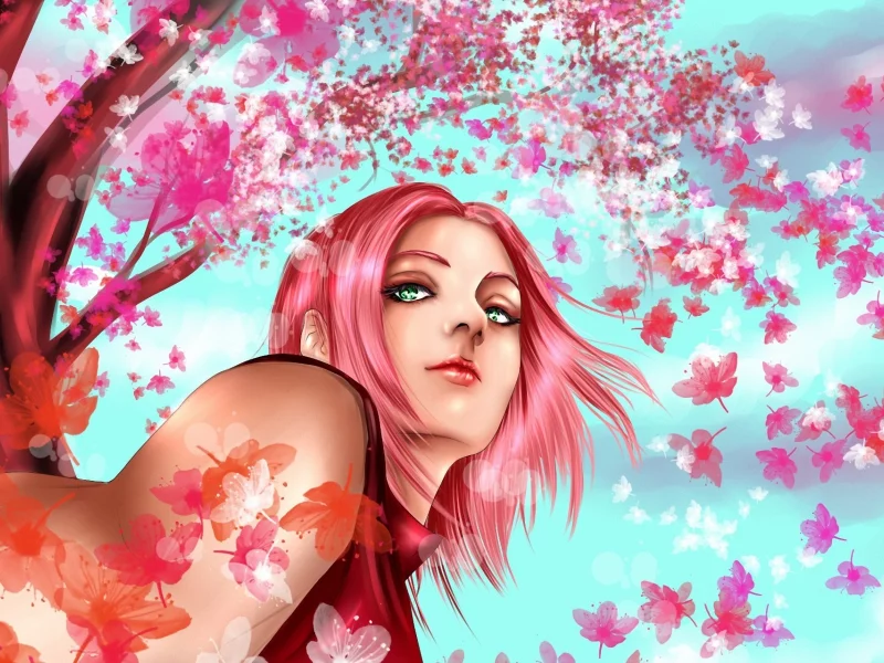 девушка, haruno sakura, naruto, hisokakakashi, розовые волосы, Арт