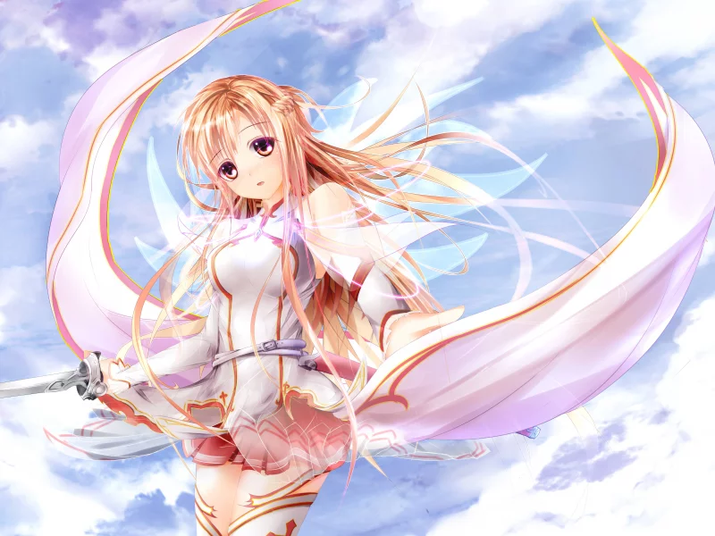 Sword art online, yuuki asuna, девушка, одежда, светлые, волосы
