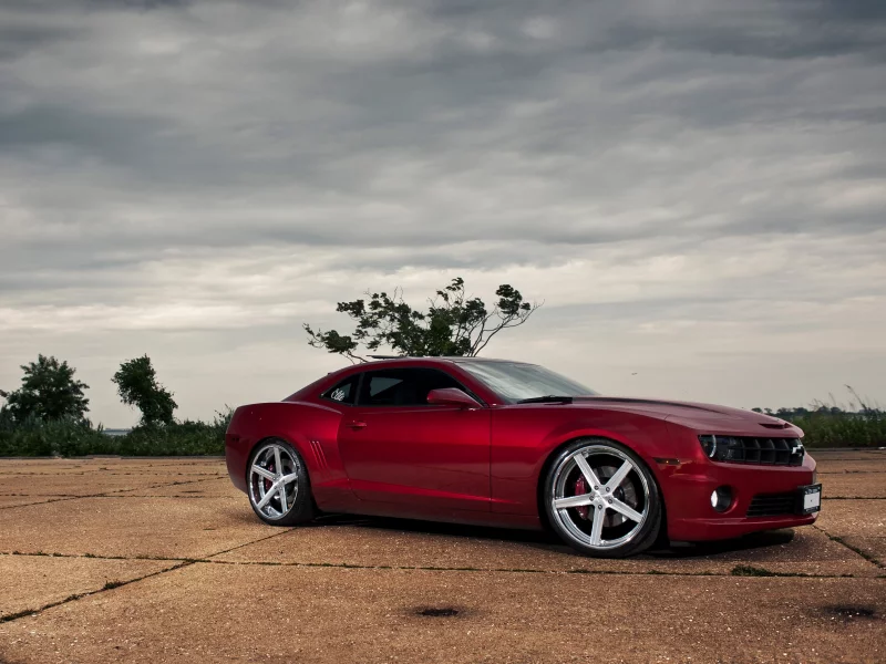 камаро сс, красный, camaro ss, вид сбоку, шевроле, red, Chevrolet