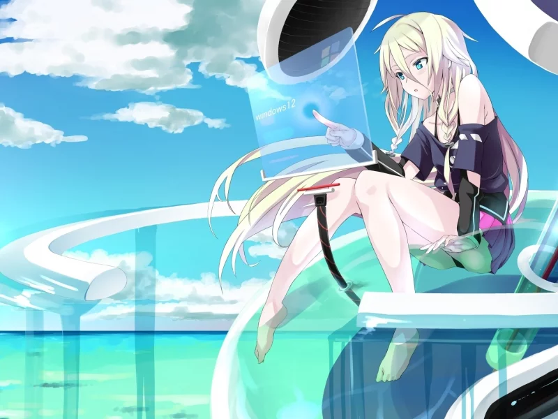 море, интерфейс, абстракция, vocaloid, девочка, Ia, вода