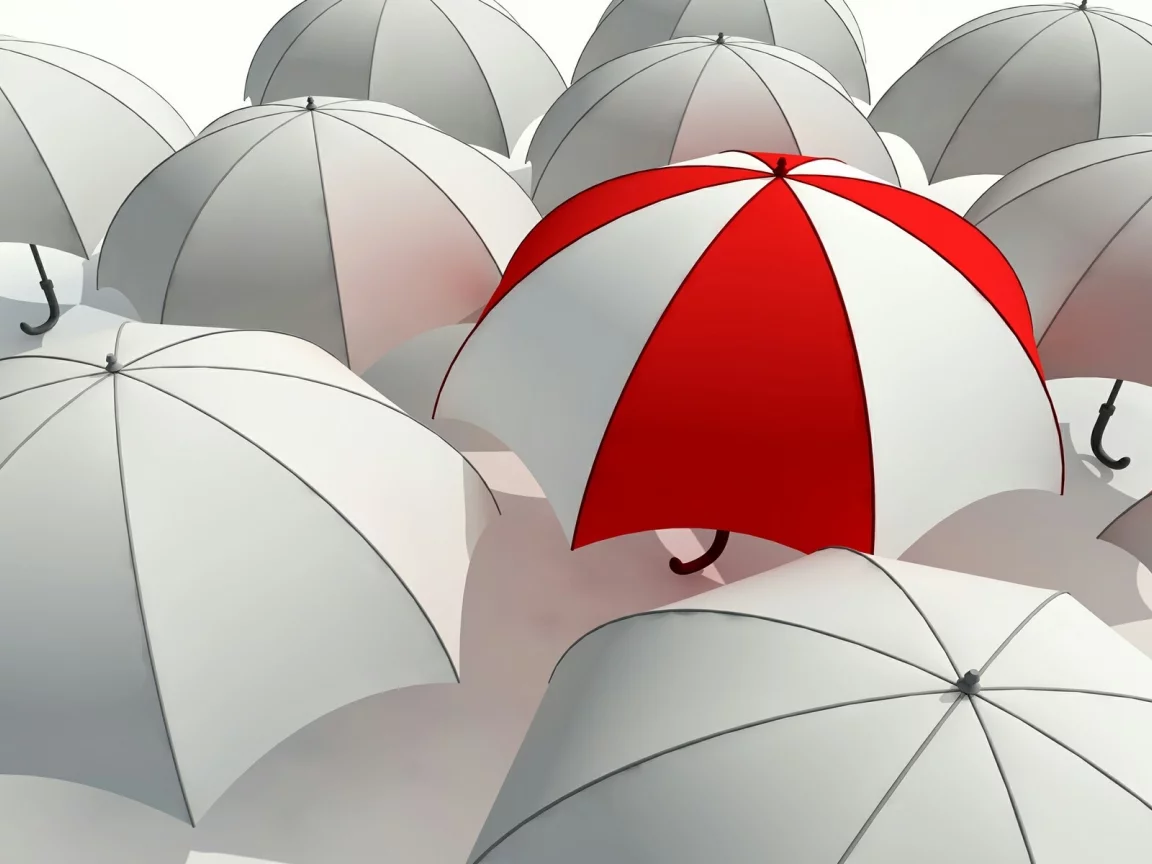 Зонт, белый, зонтик, серость, umbrella, красный, отличие