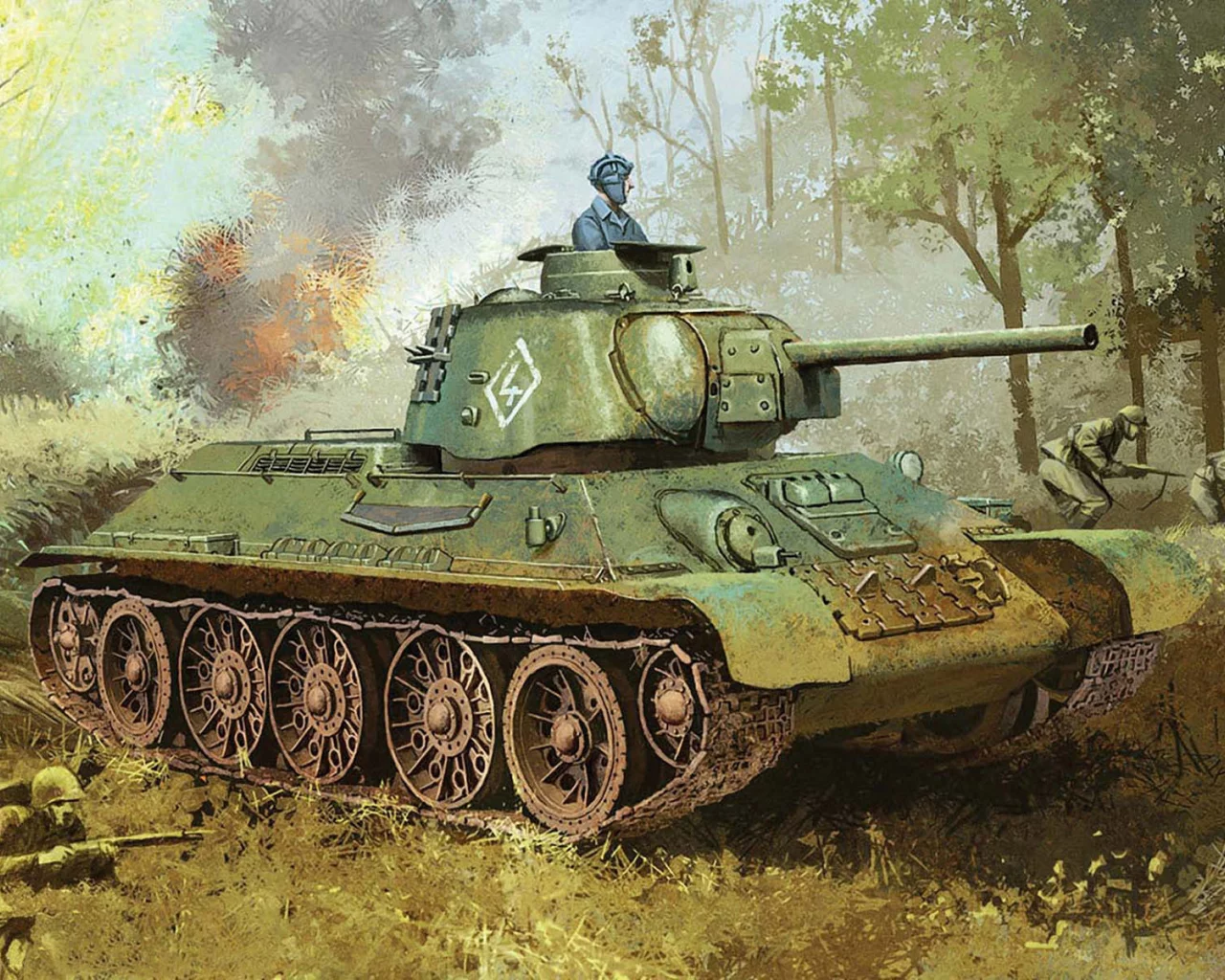 танк, средний, т-34-76, Советский, тридцатьчетверка