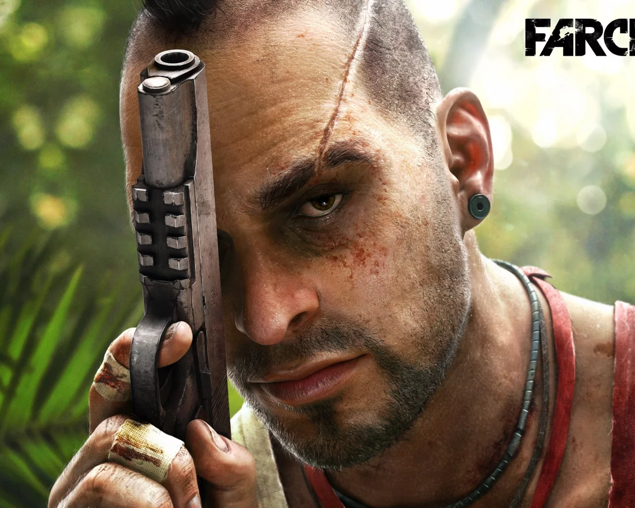 vaas, шрам, far cry 3, пистолет, Игра, ваас монтенегро, взгляд