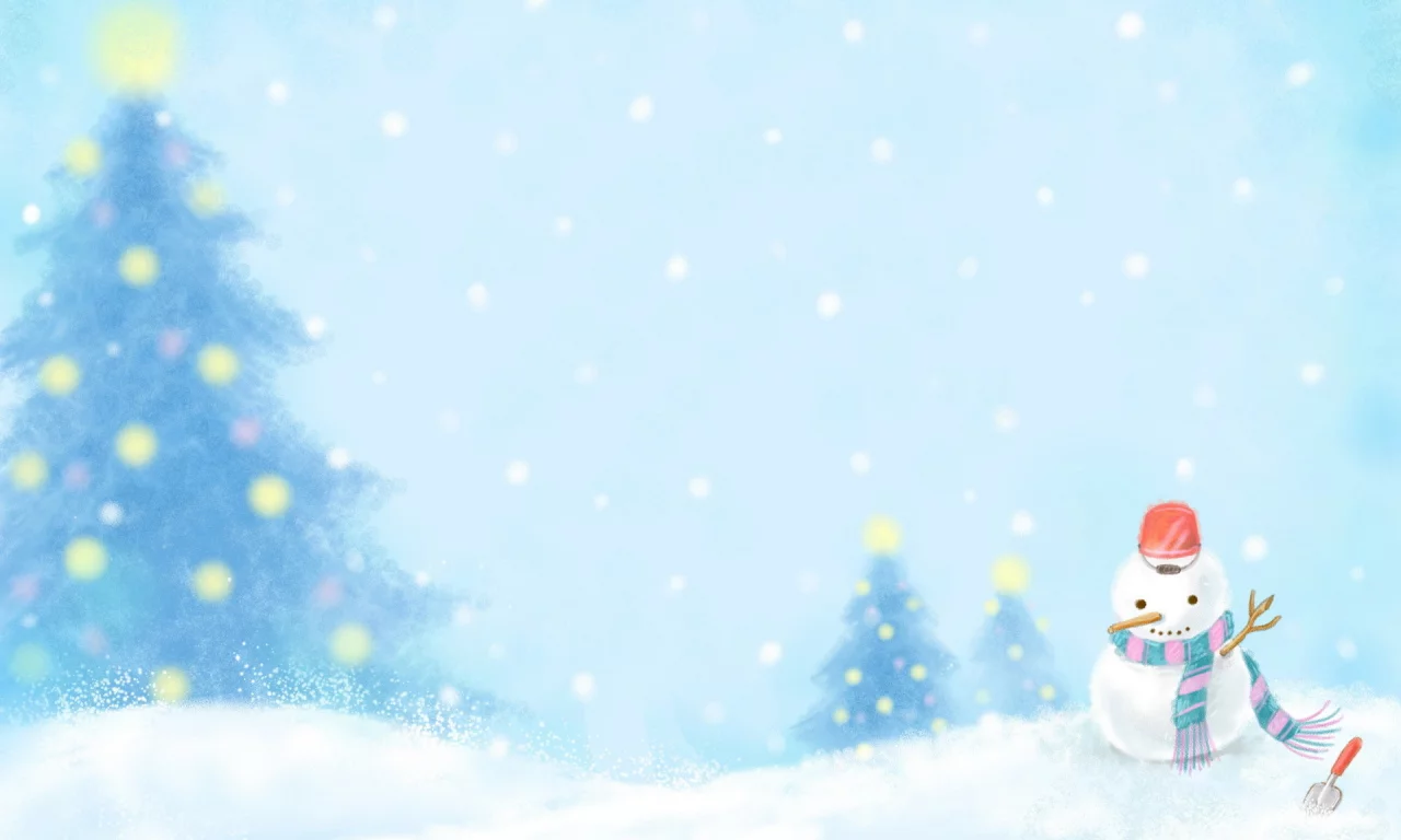 шарф, огни, ведро, снег, ёлки, Снеговик, snowman, зима