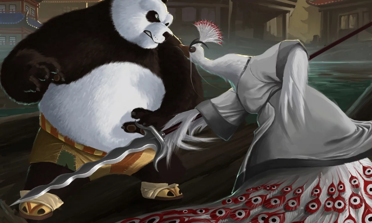 панда, lord shen, павлин, kung fu panda, птица, азия, po, karuma9, Арт