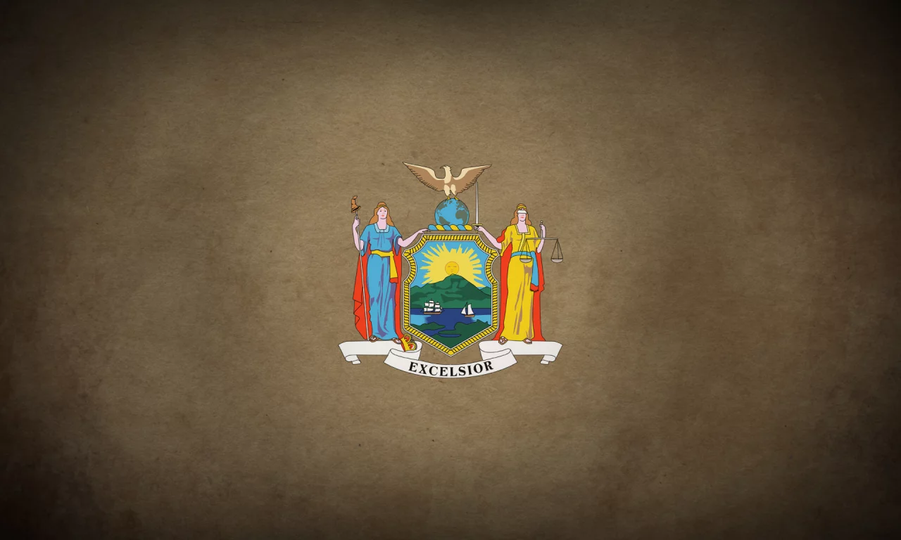 америка, флаг, нью йорк, штат, Флаг штата нью-йорк, герб