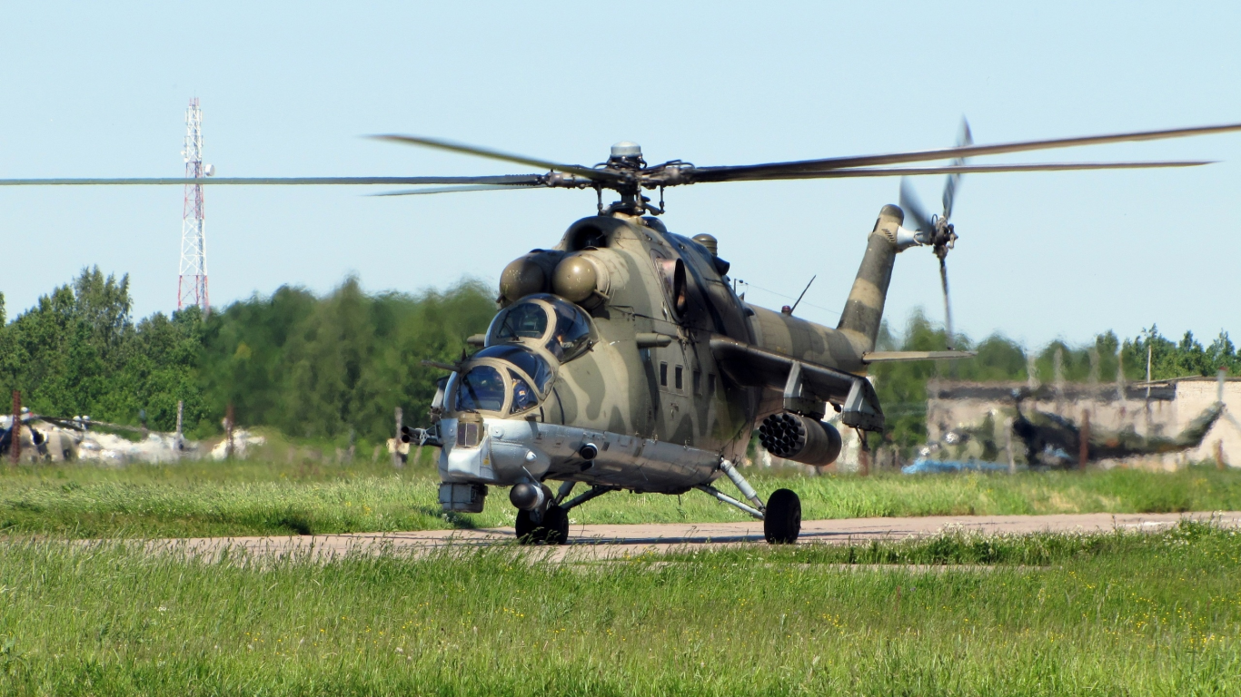 крокодил, транспортно-боевой, вертолет, аэродром, Ми-24