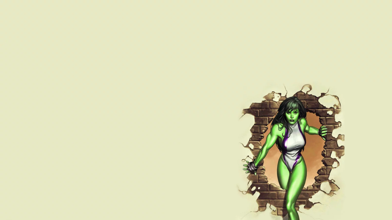 hulk, кирпич, жена халка, зеленая, стена, дыра, Девушка