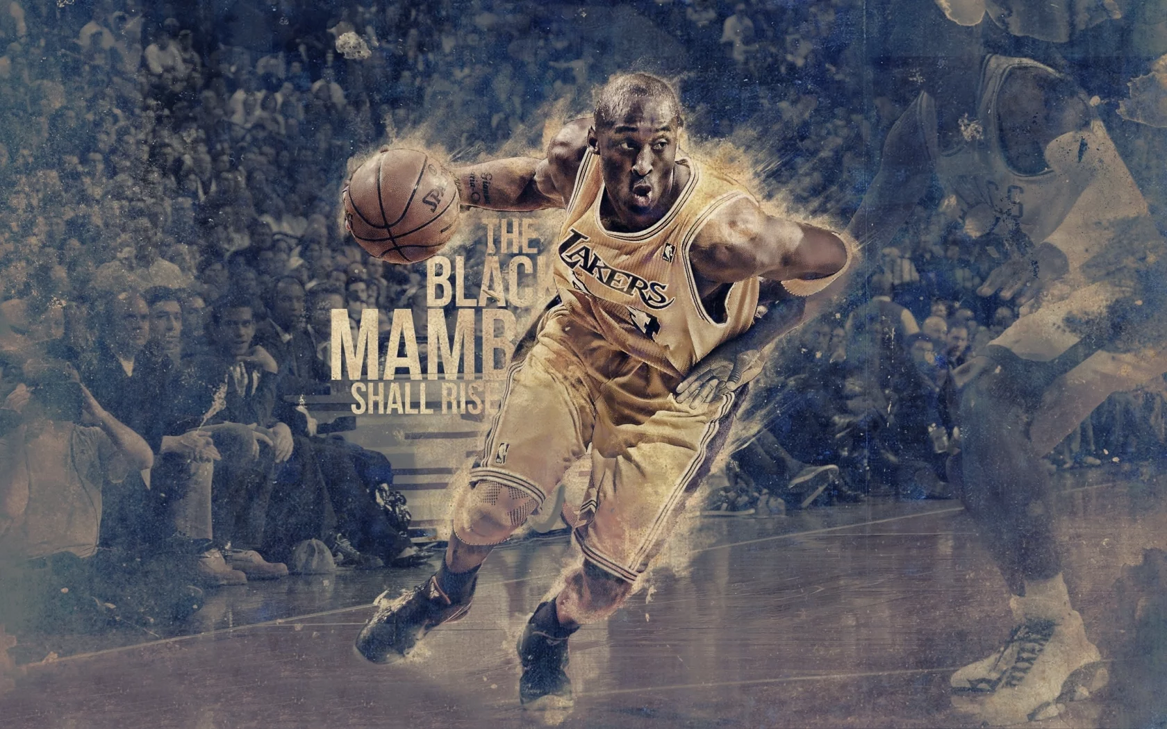 игрок, black mamba, рисунок, lakers, баскетбол, поле, мяч, Kobe bryant