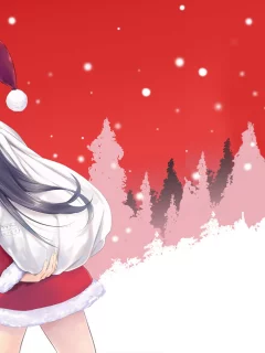 арт, merry chrismas, аниме, Девушка