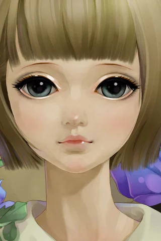 Арт, цветы, портрет, девочка, розы, dong xiao , лицо