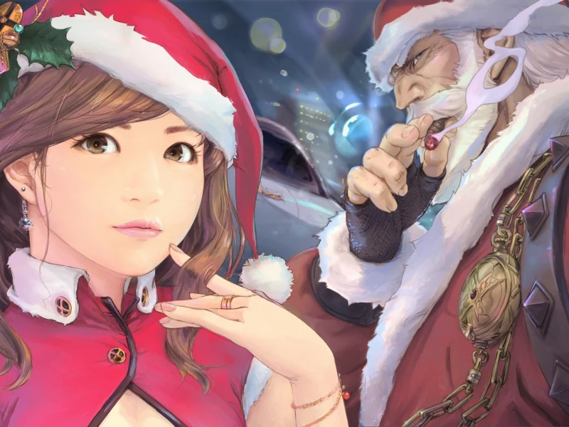 сигара, xiaowoo, девушка, carina, Арт, santa claus, мужик, костюмы