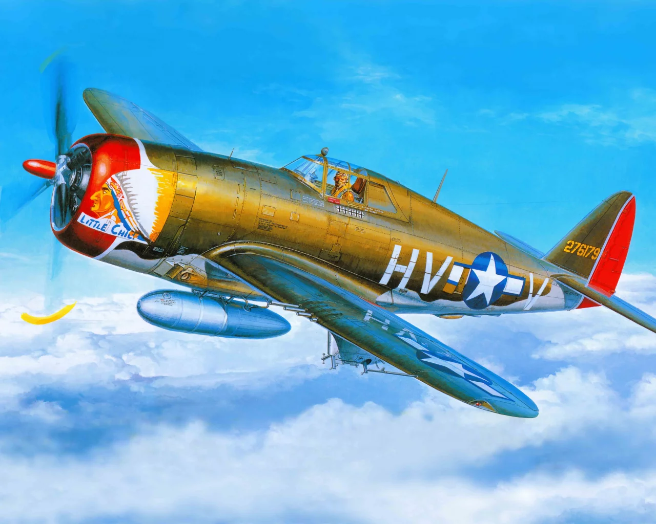 republic, thunderbolt, Арт, ввс, самолет, p-47, сша, истребитель