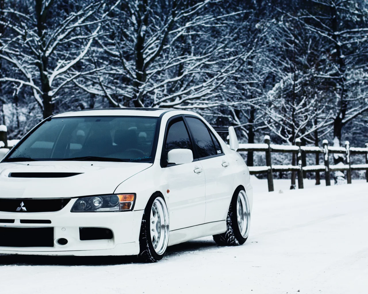 лансер, зима, белый, Mitsubishi, митсубиси, lancer, evo, 9