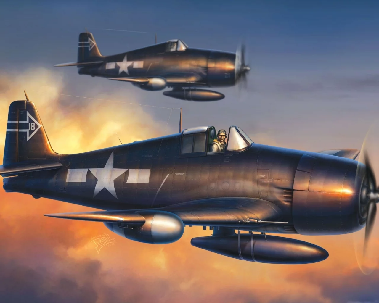 палубный истребитель, Рисунок, grumman, f6f-5n hellcat, хеллкэт