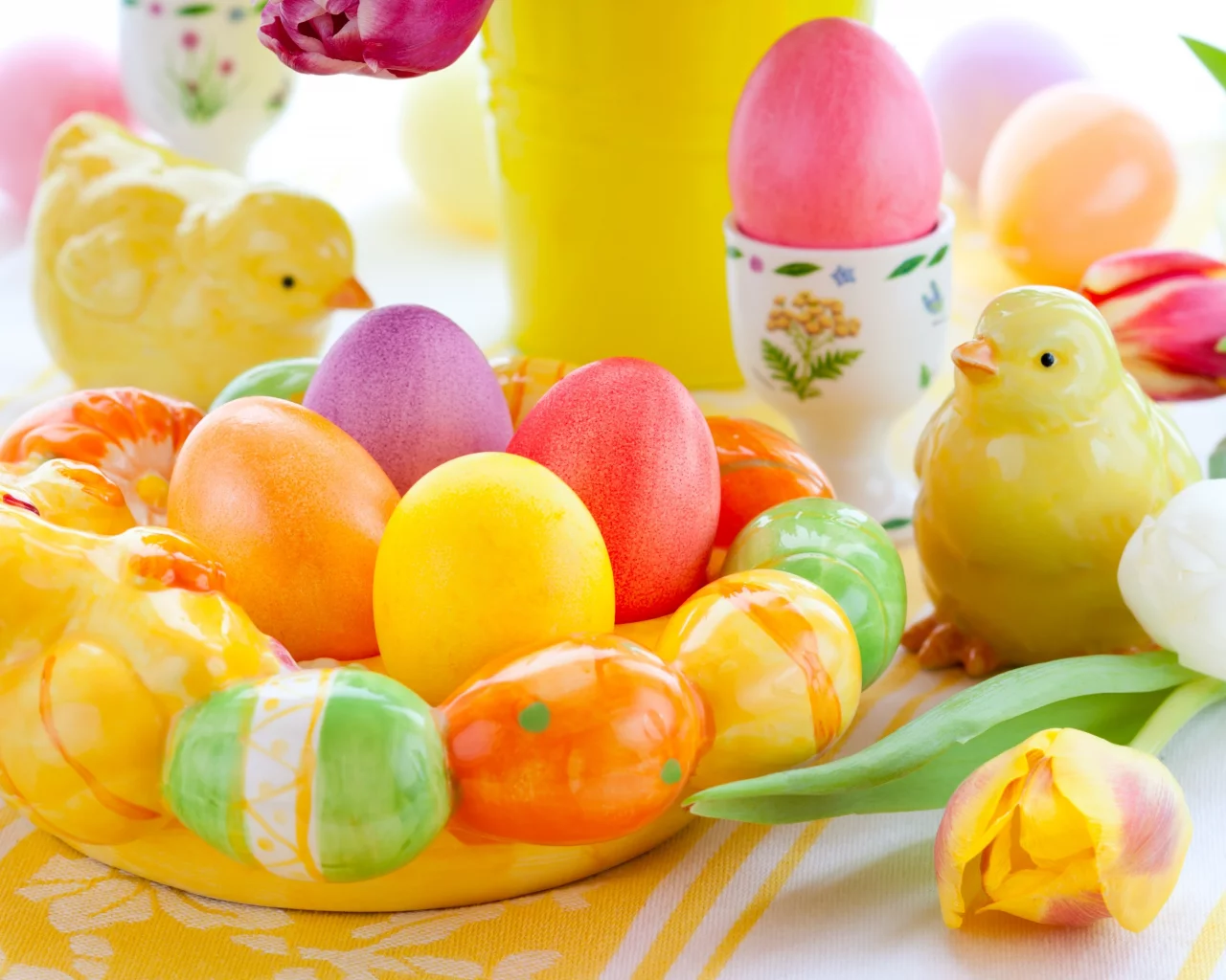пасхальные, яйца, Easter, фигурки, пасха, цыплята