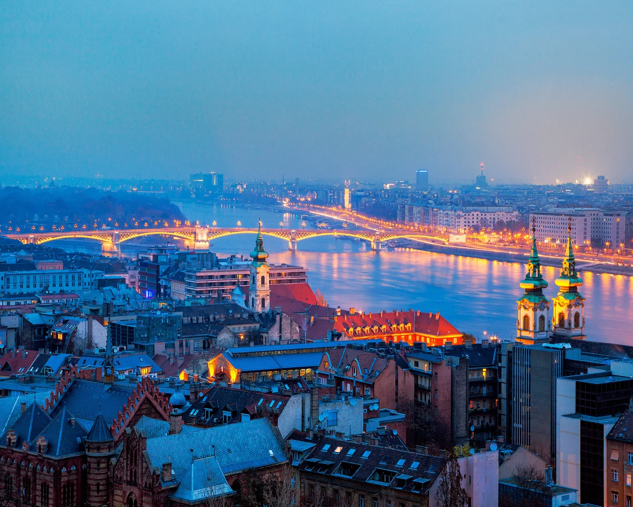 budapest, город, будапешт, панорама, здания, вечер, Венгрия