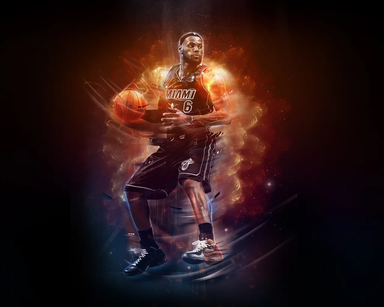 Lebron james, баскетбол, 6, heat, miami, огонь, игрок, nba, basketball