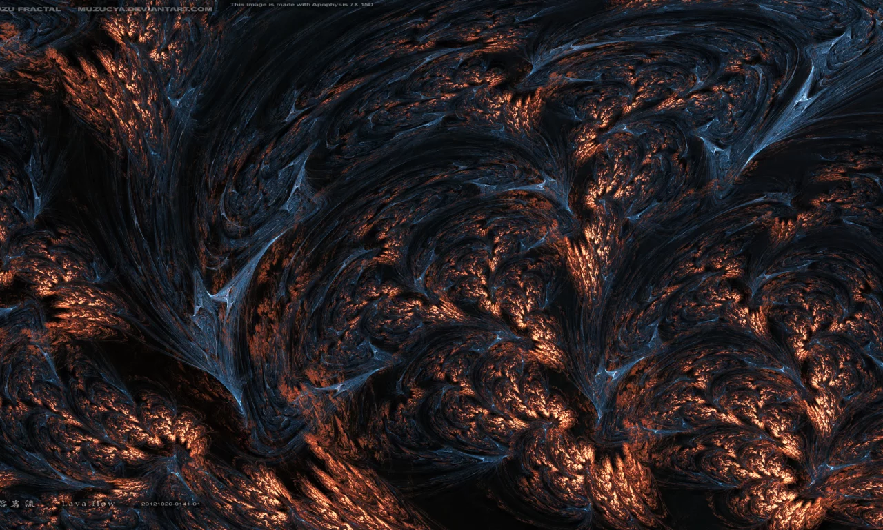 Lava flow, фракталы, лава, скалы