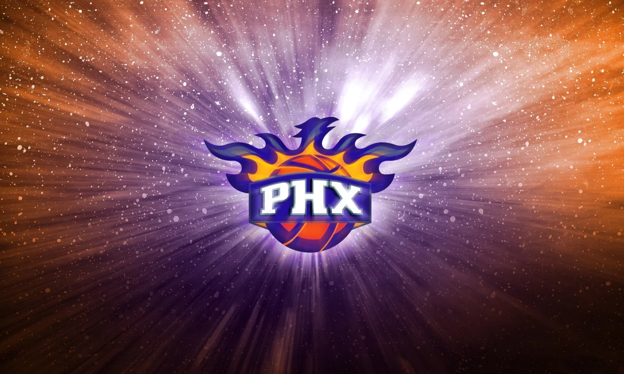 баскетбол, Phoenix suns, фон, феникс, фиолетовый, логотип